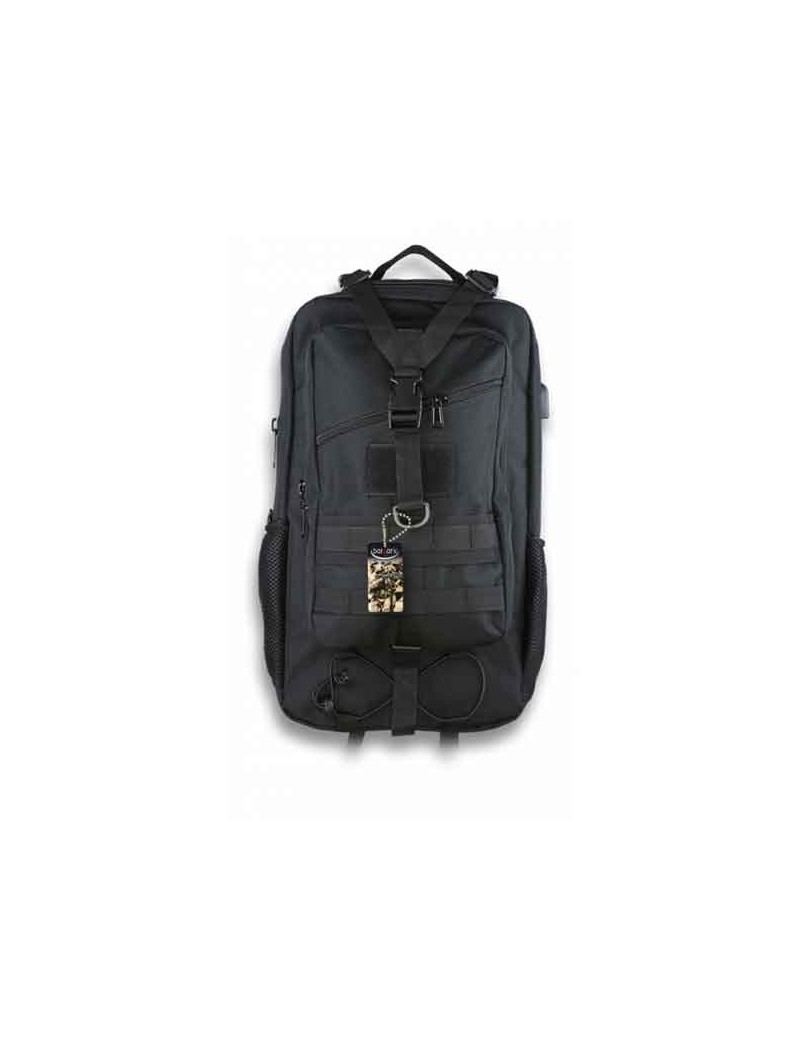 600D SCHWARZER TAKTISCHER RUCKSACK MIT EINSTELLBAREN SCHULTERBÄNDERN UND USB-STECKDOSENBARBAR [34906-NE]