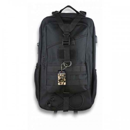 600D SCHWARZER TAKTISCHER RUCKSACK MIT EINSTELLBAREN SCHULTERBÄNDERN UND USB-STECKDOSENBARBAR [34906-NE]