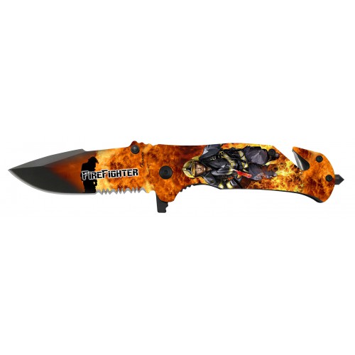ALBAINOX KNIFE “FIRE FIGHTER” 3D ALUMINUM HANDLE BLADE 8,2 CM [18137-A]