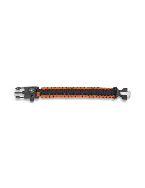 PULSERA PARACORD NEGRA/NARANJA CON BRÚJULA Y SILBATO [33878-NA]