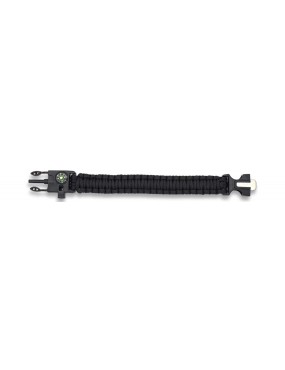 PARACORD BRACELET, BLACK WITH COMPASS AND WHISTLE [33878-NE]