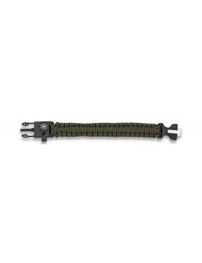 PARACORD BRACELET, GREEN WITH COMPASS AND WHISTLE [33878-VE]