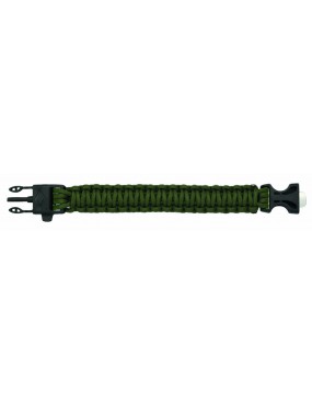 BRACCIALE PARACORD, VERDE CON ACCIARINO E FISCHIETTO [R09350]