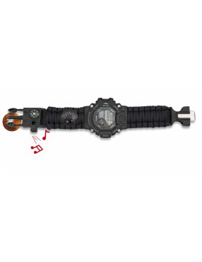 DIGITAL TACTICAL WATCH WITH BLACK PARACORD STRAP [33889-NE]