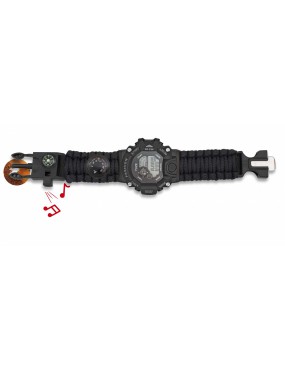 MONTRE TACTIQUE NUMÉRIQUE AVEC BRACELET PARACORD NOIR [33889-NE]