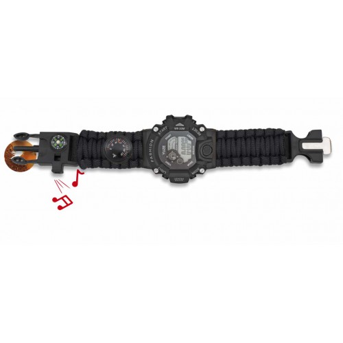 OROLOGIO DIGITALE TATTICO CON CINTURINO PARACORD NERO  [33889-NE]