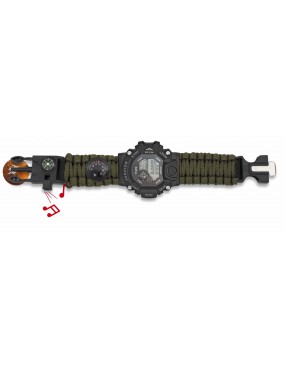 TACTICAL DIGITAL WATCH WITH GREEN PARACORD STRAP [33889-VE]