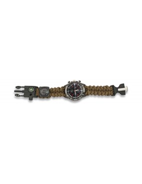 MONTRE TACTIQUE PARACORD COYOTE AVEC SET DE SURVIE [33879-CO]