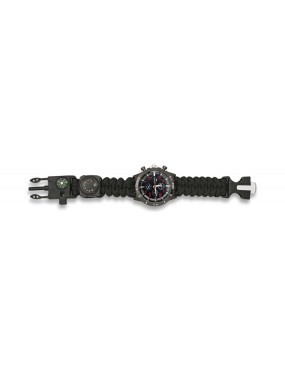 BLACK PARACORD TACTICAL WATCH WITH SURVIVAL SET [33879-NE]