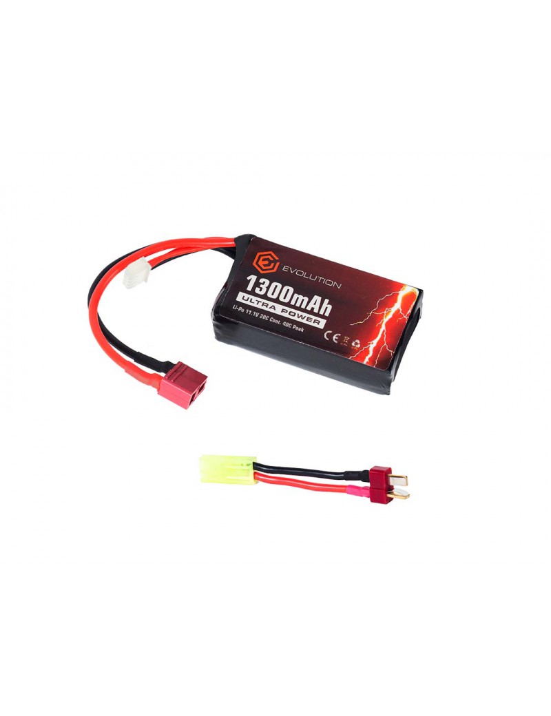 EVOLUTION LI-PO ULTRA POWER 11.1V 1300MAH 20C - 40C PICO CON ENCHUFE T + ADAPTADOR [EA0152B]