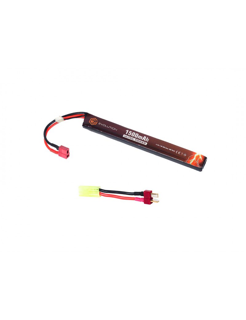 EVOLUTION LI-PO ULTRA POWER 7.4V 1500MAH 20C - 40C PEAK WITH T- PLUG + ADAPTER [EA0153B]