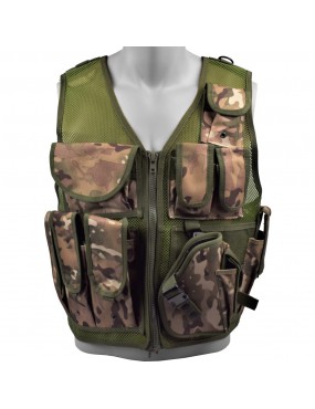 MULTICAM TACTICAL VEST WITH 10 POCKETS AND HOLSTER [06557]