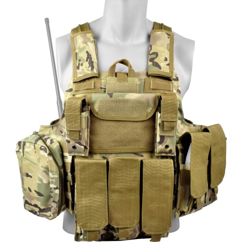 CYRAS TACTICAL MULTICAM KÖRPER  Gepolstert mit 10 Taschen  [V1026MUL]