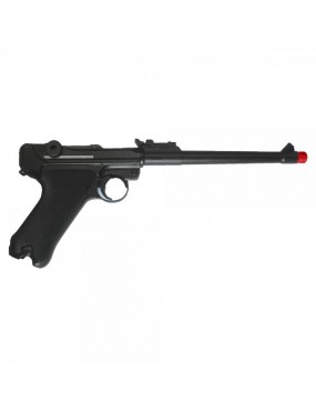 PISTOLA DE GAS BLOWBACK P08 NEGRA CAÑÓN 8" [W-P08L]