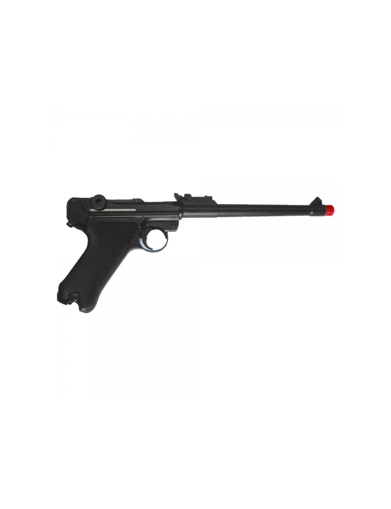 PISTOLA DE GAS BLOWBACK P08 NEGRA CAÑÓN 8" [W-P08L]