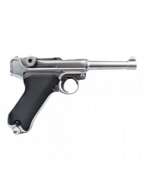 WE GAS PISTOL P08 SILVER 4" BARREL [W-P08SS]