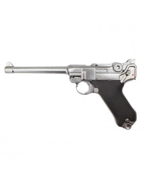 WE GAS PISTOL P08 SILVER 6" BARREL [W-P08MS]