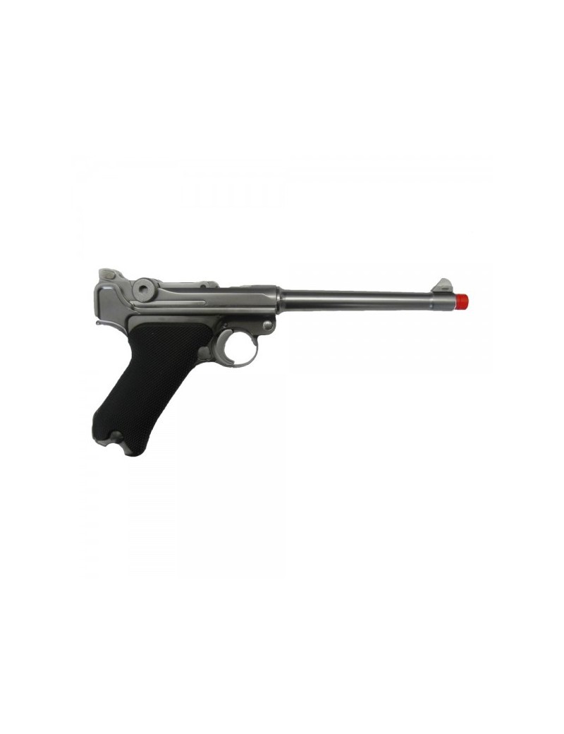 WE GAS PISTOL P08 SILVER 6" BARREL [W-P08MS]