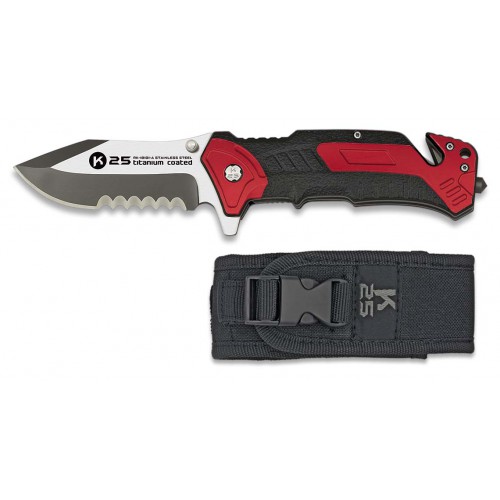FOLDING KNIFE 18101 K25 BLACK AND RED FOLDABLE [18101-A]