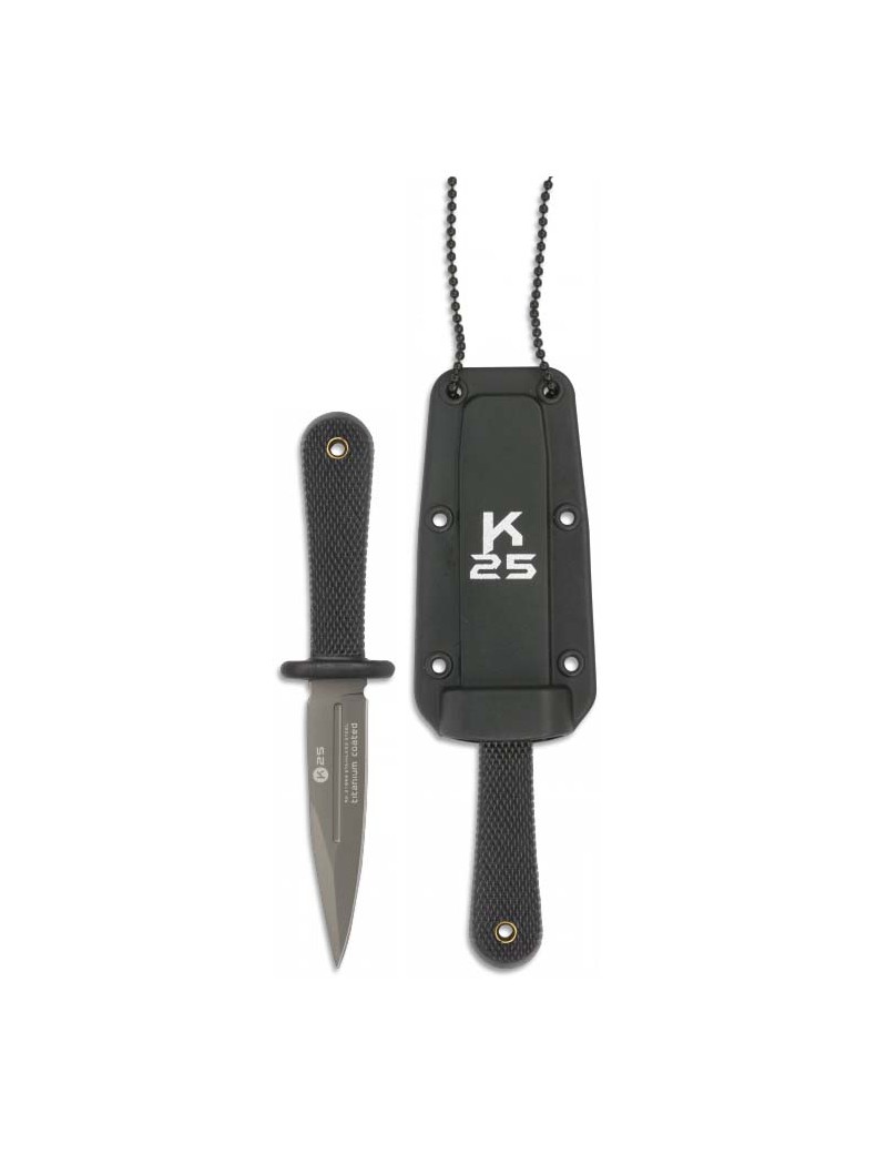 CUCHILLO TÁCTICO MINI BOTERO K25 CON HOJA FIJA DE 7,5 CM Y FUNDA DE COLLAR RÍGIDA [31898]