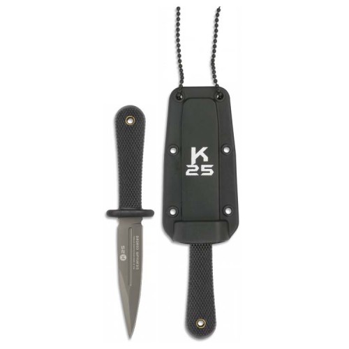 CUCHILLO TÁCTICO MINI BOTERO K25 CON HOJA FIJA DE 7,5 CM Y FUNDA DE COLLAR RÍGIDA [31898]