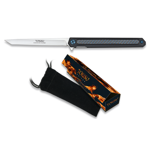 TOKISU COLTELLO CHIUDIBILE MANICO IN FIBRA DI CARBONIO E G10 LAMA 9 CM [18721]