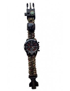 MONTRE TACTIQUE PARACORD COULEUR CAMO AVEC SET DE SURVIE [33879-CP]