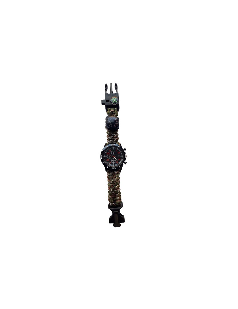 OROLOGIO TATTICO PARACORD COLORE CAMO CON SET DI SOPRAVVIVENZA [33879-CP]