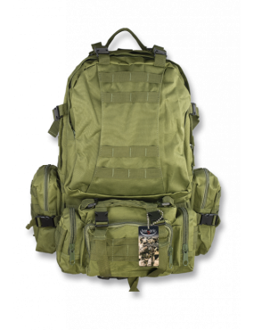 50L 600D GREEN BARBARIC RUCKSACK MIT INKORPORIERTEM ZUSÄTZLICHEN RUCKSACK...