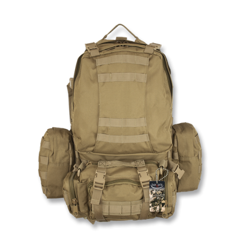 MOCHILA BARBARIC COYOTE DE 50L 600D CON MOCHILA ADICIONAL INCORPORADA [34881-CO]