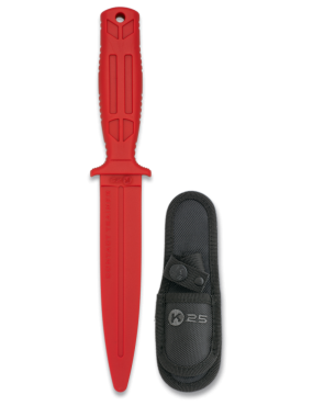 K25 COLTELLO DA ESERCITAZIONE TATTICO IN GOMMA ROSSO LAMA FISSA [31994-RO]