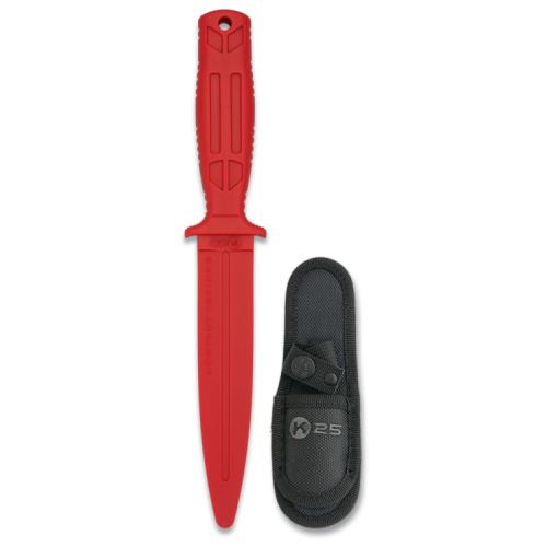 TAKTISCHES PRAXISMESSER MIT FESTSTEHENDER KLINGE AUS ROTEM GUMMI [31994-RO]