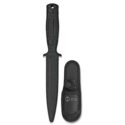 TAKTISCHES ÜBUNGSMESSER MIT FESTSTEHENDER KLINGE AUS SCHWARZEM GUMMI [31994]