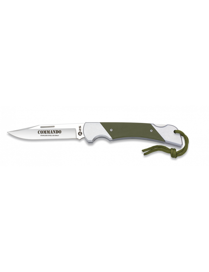 K25 FOLDING KNIFE STEEL HANDLE G10/ GREEN BLADE 9,5 CM [18722]