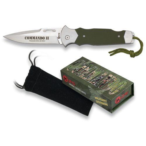 K25 COLTELLO CHIUDIBILE MANICO IN ACCIAIO E G10 LAMA 9,5 CM VERDE [18722]