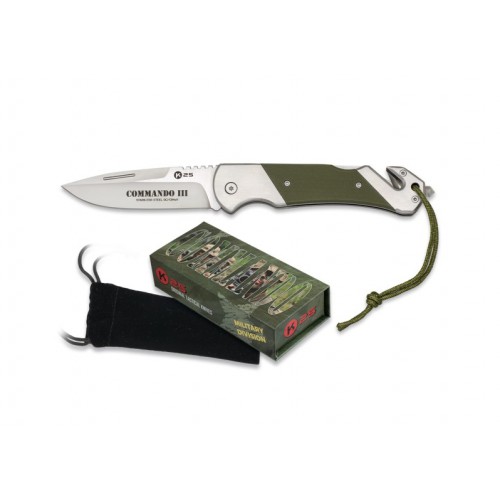 K25 COLTELLO CHIUDIBILE MANICO IN ACCIAIO E G10/VERDE LAMA 9 CM VERDE [18701]