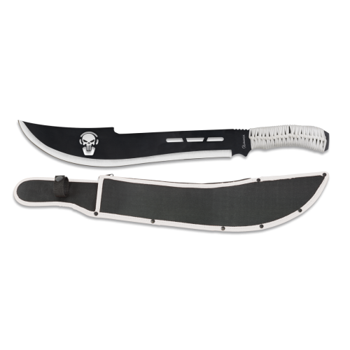 MACHETE TACTICO ALBAINOX SKULL ACERO MANGO CON PARACORD BLANCO, HOJA 46 CM [32449]
