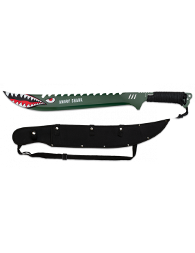 ALBAINOX MACHETE TATTICO ANGRY SHARK MANICO IN ACCIAIO CON PARACORD NERO, LAMA 48 CM [32541]