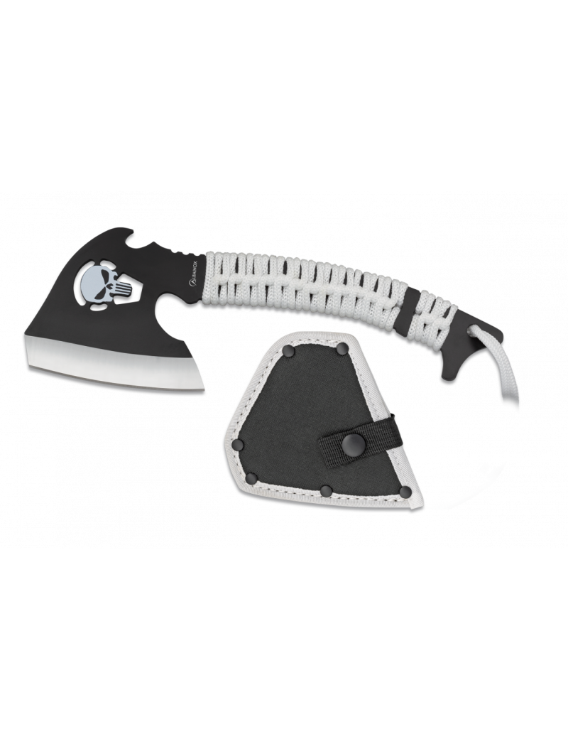 ACCETTA ALBAINOX SKULL LAMA 8,8 CM CON PARACORD BIANCO [32451]