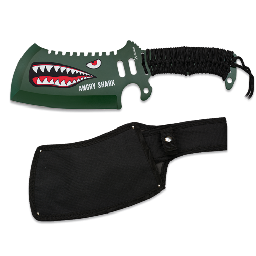 ALBAINOX TACTICAL CLEAVER ANGRY SHARK STEEL HANDLE WITH BLACK PARACORD, BLADE 19 CM [ 32542]