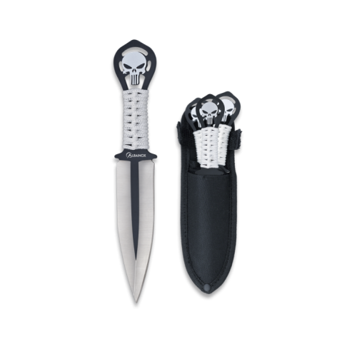 JUEGO DE 3 CUCHILLOS LANZADORES SKULL ALBAINOX [32453]