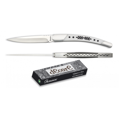 COLTELLO CHIUDIBILE DECORATO IN ACCIAIO/ABS BIANCO, LAMA 8,5 Cm ALBAINOX [19787]