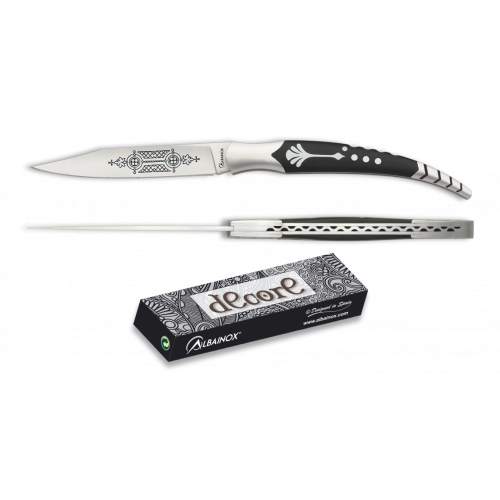 ALBAINOX DECORATED STEEL/ABS BLACK BLADE KNIFE 8.8 cm [19788]
