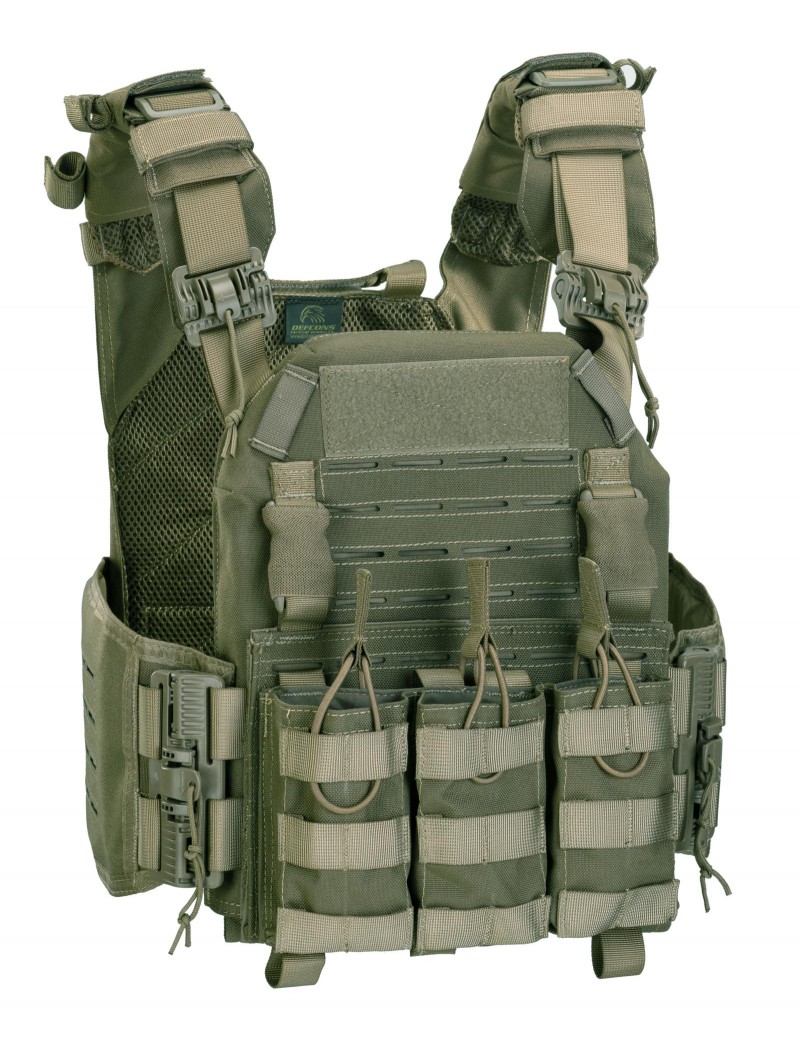 DEFCON 5 STORM PLATE CARRIER WITH QUICK RELEASE SYSTEM + TRIPLE MAG. POUCH GREEN [D5-BAV23 OD]