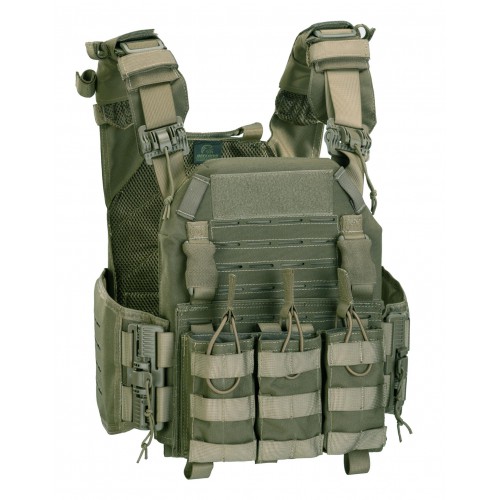 DEFCON 5 STORM PLATE CARRIER MIT QUICK RELEASE SYSTEM + TRIPLE MAG. BEUTEL GRÜN [D5-BAV23 OD]