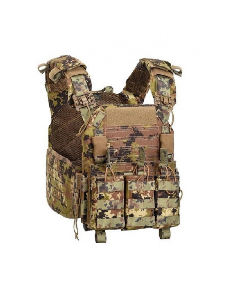 DEFCON 5 STORM PLATE CARRIER COM SISTEMA DE LIBERAÇÃO RÁPIDA + MAG TRIPLO. BOLSA CAMO-ITALIANO [D5-BAV23 VI]