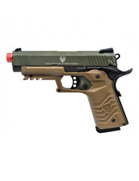 HFC PISTOLA A GAS 1911 SCARRELLANTE FULL METAL VERDE - TAN  [HG 171G]