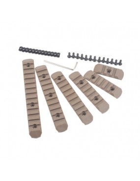 MP SET 6 SLITTE 20MM IN POLIMERO PER KEYMOD E M-LOK DARK EARTH [MP2013-T]