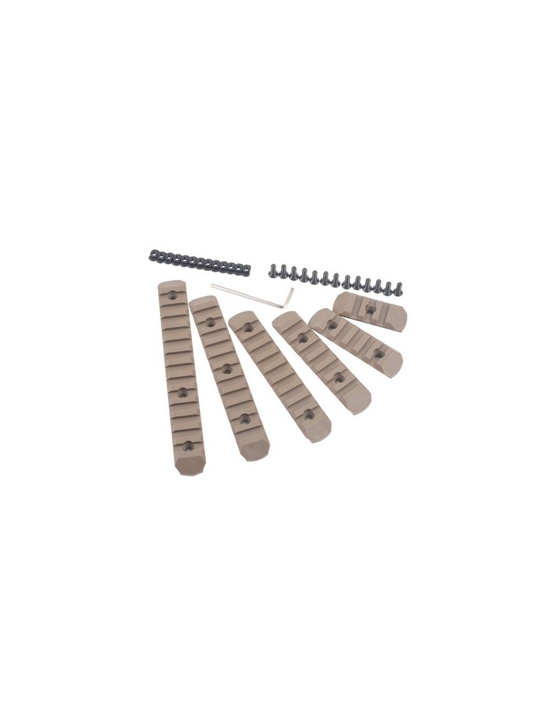 MP SET 6 SLITTE 20MM IN POLIMERO PER KEYMOD E M-LOK DARK EARTH [MP2013-T]