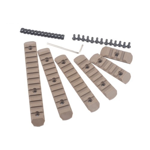 MP SET 6 SLITTE 20MM IN POLIMERO PER KEYMOD E M-LOK DARK EARTH [MP2013-T]